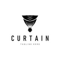 interior decoration curtain logo concept with simple illustration furniture template vector