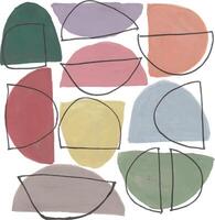a drawing of various shapes in different colors watercolor vector