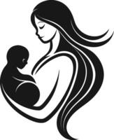 Minimalist Silhouette of Mother's Love vector