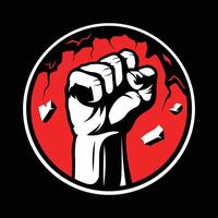 A fist is shown in a red circle with a black background vector