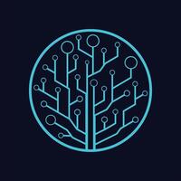 A tree with a circuit board in the middle vector