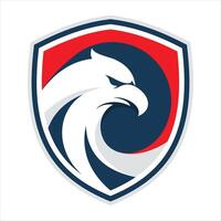 An eagle head on a shield with red, white and blue colors vector