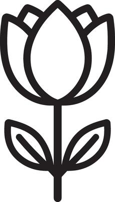 Black illustration of a tulip icon