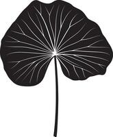 Minimalist black silhouette of a Taro leaf in format vector
