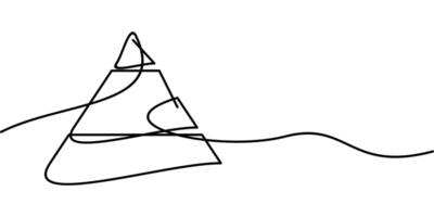 continuous line drawing of pyramid chart symbol. abstract line art illustration vector