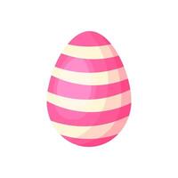 Pink Striped Easter Egg, single element. For Greeting Cards, invitations. In cartoon style. Stock image on white background vector