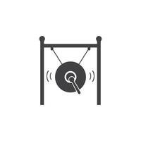 Gong with mallet hanging on a frame vector