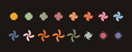Minimalist geometric elements set, abstract bauhaus forms, groovy colors. Simple distorted flower shape, basic form, trendy modern graphic element set vector
