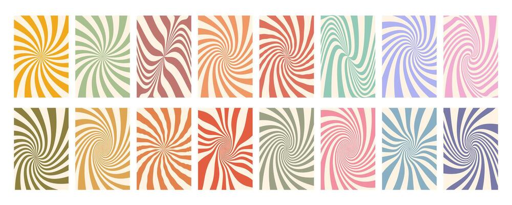 Groovy swirl stripe big set. Hand drawn groovy, hippie backgrounds. Y2k aesthetic. Distorted swirl stripes, warped streaks, fluid liquid lines, doodle waves. Swirl rectangle templates collection.