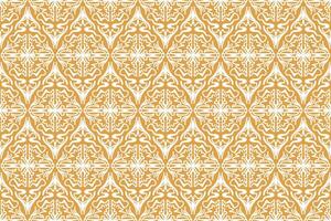 Seamless pattern with intricate floral motifs and a warm gold color palette. Perfect for interior design vector