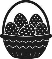 Easter Basket Silhouette with Polka-Dot Patterned Eggs vector
