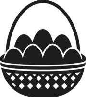Easter Basket Silhouette with Simple Egg Design vector