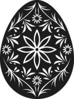 Intricate Silhouette Easter Egg with Floral Ornament Design vector
