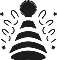 Party Hat Silhouette with Streamers, Stars, and Festive Details vector