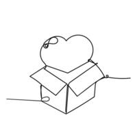 a line drawing of a heart in a box doodle vector