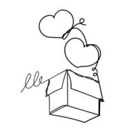 a drawing of a box with hearts on it vector