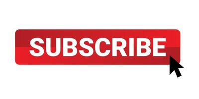 red subscribe button with arrow cursor vector