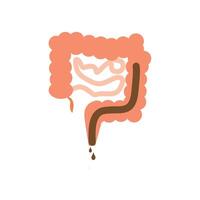 Intestines on a white background. Diarrhea. vector