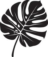 Black illustration of a simple philodendron leaf silhouette vector