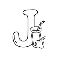 An illustration of Juice with letter J beside it vector