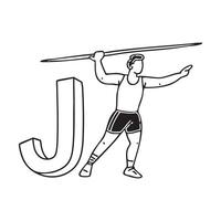 An illustration of Javelin with letter J beside it vector