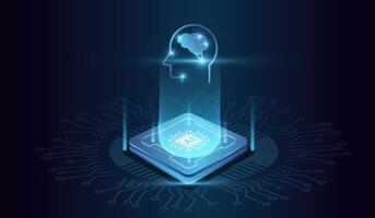 The AI technology futuristic circuit brain digital . vector