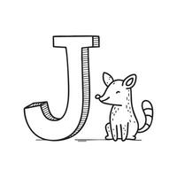 An illustration of Javelina with letter J beside it vector