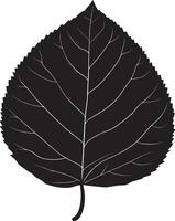 Black illustration of a simple leaf silhouette vector