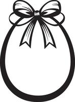 Black illustration of a simple Easter egg with bow and ribbon silhouette vector