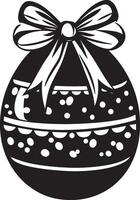 Easter egg with bow and ribbon silhouette in black style vector