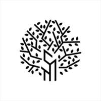A black and white logo for a tree vector