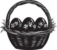 Easter eggs in basket simple silhouette black illustration vector