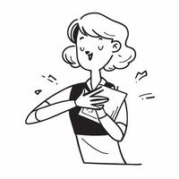 Clean Woman with a thank you note and a rude gesture symbolizing communication dos and donts with ample space for text concept as A woman holding a thank you note and making a rude gest vector