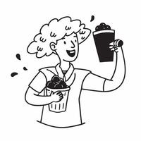 Clean Woman with a smoothie and a bunch of berries symbolizing smoothie advertisement with ample space for text concept as A woman holding a smoothie and a bunch of berries representing vector