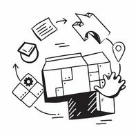 Clean WMS system and warehouse icon with copy space for social media posts concept as An illustrative WMS system and warehouse icon with ample copy space tailored for social media posts vector