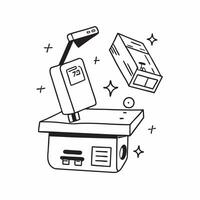 Clean WMS system and scanner icon with copy space for website banners concept as A sleek WMS system and scanner icon with generous copy space suitable for creating eye catching website b vector