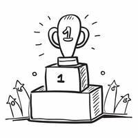 Clean Winners podium and a trophy symbolizing triumph and first place with ample space for text concept as A winners podium with a trophy on top representing triumph and the achievement vector
