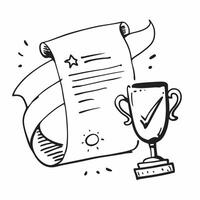 Clean Winners cup and a certificate symbolizing achievement and recognition with ample space for text concept as A winners cup next to a certificate representing achievement and formal vector