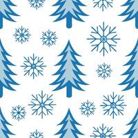 Clean Winter wonderland seamless tile pattern with snow covered trees icicles and frosty seasonal beauty concept as Snowflakes frosted pine trees and shimmering icicles form a seamless w vector