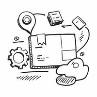 Clean WMS application and logistics icon with blank area for customizable text concept as A creative depiction of a WMS application and logistics icon featuring a blank area for customiz vector