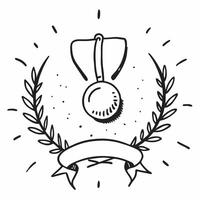 Clean Winners cup and a medal symbolizing success and recognition with ample space for text concept as A winners cup next to a medal representing success and formal recognition in achie vector