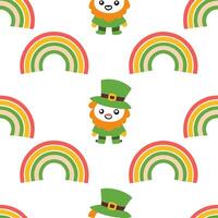 Clean Whimsical leprechauns and rainbow seamless tile pattern with playful festive colors concept as Playful festive colors highlight whimsical leprechauns amidst rainbows in seamless ti vector