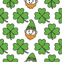 Clean Whimsical leprechauns and shamrocks seamless tile pattern with vibrant green hues concept as Whimsical leprechauns amidst shamrocks create seamless tile pattern with vibrant green Set 2 vector