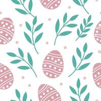 Clean Whimsical Easter eggs and spring branches seamless tile pattern with playful pastel tones concept as Playful pastel tones highlight whimsical Easter eggs and spring branches in sea vector