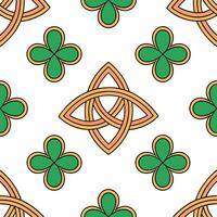 Clean Whimsical leprechauns and Celtic knots seamless tile pattern with vibrant colors concept as Vibrant colors highlight whimsical leprechauns intertwined with Celtic knots in seamless vector