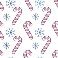Clean Whimsical Christmas candy canes and snowflakes seamless tile pattern with playful colors concept as Playful colors on whimsical candy canes and snowflakes create seamless tile patt vector