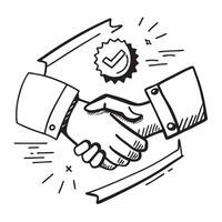 Clean Warranty badge and a handshake symbolizing trust and guarantee with ample space for text concept as A warranty badge and a handshake representing trust and guarantee with room for vector