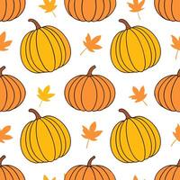 Clean Warm pumpkin patch seamless tile pattern with assorted pumpkins gourds and fall accents concept as Assorted pumpkins and gourds with fall accents create a warm pumpkin patch seamle vector