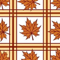 Clean Warm toned plaid and leaves seamless tile pattern with autumn inspired designs concept as Warm toned plaid combined with autumn leaves create a seamless tile pattern inspired by fa vector