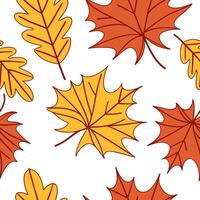 Clean Warm autumn leaf collage seamless tile pattern with mixed foliage and rich colors concept as Mixed autumn foliage in rich colors create a warm leaf collage seamless tile pattern fo vector